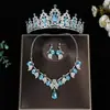 Conjunto de tres piezas de tiara de corona, accesorio para el cabello, collar, pendientes, diadema de corona de novia princesa, accesorios para vestido de novia