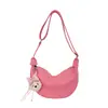 Bolso de Hombro de Cuero Suave de Gran Capacidad Estilo Coreano de Moda para Mujer, Nuevo Modelo Primavera 2026 con Colgante, Bolso de Axila Ins Bolso Dumpling