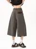 "Suede Plissado" Patchwork Pied-de-poule Calça Cropped para Homens e Mulheres Verão Cleanfit Estilo Old Money Shorts Casuais