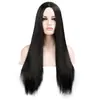 Peluca Transfronteriza Africana para Mujer, Moda Europea y Americana, Flequillo de Raya Media, Cabello Largo Liso, Peluca de Fibra Química, Fabricante de Cobertores para la Cabeza, Stock Listo al por Mayor
