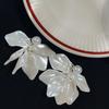 Francês retro romântico high-end imitação shell pétala brincos elegante estilo de férias super fada brincos de pérola de imitação