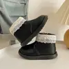 Botas estilo Martin de doble capa con forro de felpa de algodón para niñas, estilo coreano, nuevas zapatillas de princesa con cordones para otoño e invierno 2026, botines elegantes