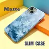Superventas transfronterizo tono azul frío patrón de flor de hielo esmerilado funda de teléfono hermosa para iPhone 16 17pm película de agujero grande cubierta protectora