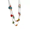 Caramelo Arcoíris~Cadena de Clavícula de Cerámica Amorosa para Mujer Verano Dopamina Doble Capa Collar Diario Más Fácil de Combinar Accesorios