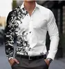 Europa Transfronteriza Fuente Hombres Fresco Llama Personalidad Estampado Manga Larga Calle Tendencia Camisa Dropshipping