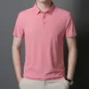 Camisa Polo de Seda de Hielo Sin Costuras de Alta Gama Talla Grande para Hombre Multicolor Tendencia Verano 2025 Marca Polo con Cuello Camisero Manga Corta de Negocios para Hombre