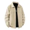 Jaqueta de couro masculina lisa estilo retrô americano com lapela, peça de outer wear moderna e sofisticada de corte solto