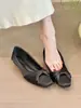 Titing Monet Roxo! Sapatos rasos elegantes de cetim com bico quadrado e franzidos para mulheres, adequados para o trajeto na primavera e no outono, sapatos baixos
