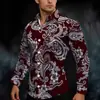 Camisa de manga larga retro americana transfronteriza con estampado 3D, moda casual para hombre, manga larga, sin planchar, de alta gama
