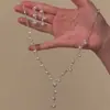 Collar y Pendientes de Perla y Circonita Nupciales Estilo Europeo y Americano para Mujer, Accesorios de Cadena para el Cuello de Lujo Ligero de Nicho de Gama Alta, Cadena de Clavícula de Moda
