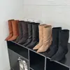 Botas de Mujer de Caña Media con Punta Fina Sencillas Otoño/Invierno 2026 Botas de Mujer de Piel de Ante de Pierna Recta