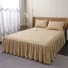 Colcha de Color Sólido Sencilla con Faldón de Cama, Cubrecama de una Pieza, Cubierta para Borde de Faldón de Cama, A Prueba de Polvo, Estilo Delgado, Universal para Todas las Estaciones, Cubierta Protectora