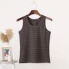 Chaleco de algodón y licra blanca a rayas para mujer, de verano, para jóvenes de mediana edad, tallas grandes, ropa exterior, camisola, sudadera sin mangas