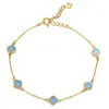 Pulsera de Plata de Ley S925 de Ópalo de Cuatro Hojas para Mujer, Pulsera de Ópalo Colorida de Alta Gama, Regalo para Novia, Venta al por Mayor Directa de Fábrica de Joyería