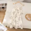 Pijama de Cuadros Dulces para Mujer, Gasa de Algodón Puro 2026 Nuevo Vestido de Noche con Tirantes de Verano, Vestido de Casa para Maternidad