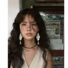 Estilo Resort de Playa Bohemio Retro Exagerado con Conchas Peces Pequeños Borlas Pendientes Largos Personalidad Exagerado Pendiente de Pasarela