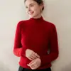 Suéter de Cachemir para Bebé Suéter de Cuello Alto Medio para Mujer Otoño e Invierno Jersey Ajustado Suave y Sedoso Suéter Cálido de Color Puro Camiseta de Punto para Base