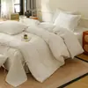 Juego de ropa de cama jacquard de algodón de cuatro piezas estilo wabi-sabi, blanco puro, apto para todas las estaciones, sábana bajera 100% algodón