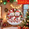 Llavero colgante plano de acrílico navideño transfronterizo, Papá Noel, muñeco de nieve, caja de regalo, llavero de regalo navideño