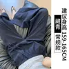 Calça de Sarja com Linho Azul Marinho de Pernas Largas para Mulheres, Novo Estilo Verão 2026, Estilo Petite Old Money, Cintura Alta, Emagrecimento, Calça Casual de Linho