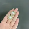 Pendientes de Perla de Diamante Redondo Geométrico Super Brillantes Europeos y Americanos Diseño de Nicho Lujo Ligero Delicado Lujo Ligero Accesorios para Orejas Explosivos