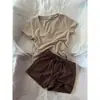 Pijama Retro Americano de Manga Curta para Mulheres, Novidades de Verão, Shorts Macios e Confortáveis, Conjunto para Usar em Casa, Tamanho Grande, Pode Ser Usado ao Ar Livre