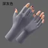Luvas Meio Dedo para Mulheres, Estilo Fino, Adequadas para Nail Art, Anti-Escurecimento, Colheita de Chá, Proteção Solar, Seda de Gelo, Design de Cinco Dedos, Ciclismo ao Ar Livre no Verão, Proteção UV