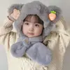 Gorro y Bufanda de Invierno para Niños, Gorro de una Pieza, Set de Dos Piezas de Dibujos Animados de Terciopelo y Engrosado, Gorro Lindo y Súper Lindo con Protección para los Oídos para Niños y Niñas