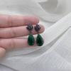 Pendientes de gota de agua con diamantes verdes y negros de lujo de nueva moda europea y americana para mujer, elegantes pendientes de botón con flores de colores que combinan con todo.