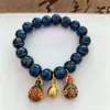Pulsera de Vidrio Ceniza de Bestia Tragadora de Oro Pulsera Colorida Familia de Tres Bestia Tragadora de Oro Transmisión en Vivo Celebridad de Internet Douyin Joyería al por Mayor