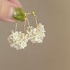 Brincos de Franja com Pérolas e Flores Brancas Elegantes de Alto Padrão Brincos Elegantes 2024 Moda Explosiva Brincos de Luxo Leve