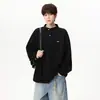 Suéter de tricô masculino com gola Henley em cashmere sintético, novo estilo outono/inverno, top moderno e casual de manga longa