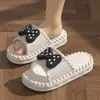 Pantuflas de Lazo para Mujer Verano Uso Exterior 2024 Nuevas para el Hogar Interior Suela Gruesa Baño Antideslizantes Sensación Suave y Esponjosa Pantuflas Frescas