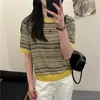 Top de punto de seda helada Lyocell Tencel de ajuste holgado adelgazante para mujer, Camiseta de lino de manga corta con cuello redondo de alta gama