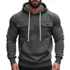 Cross-border outono e inverno americano pesado ferramenta masculina ao ar livre quente lã forrada com capuz esportes manga longa multi-bolso suéter masculino