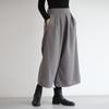 Calças femininas de outono e inverno estilo western culottes calças largas folgadas calças cropped de lã cintura elástica calças largas de perna larga engrossadas de lã plus size