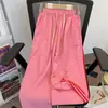 Calças casuais masculinas de outono com design nicho estilo japonês, retalhos de três listras, corte solto, perna reta, para jovens estudantes