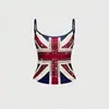 Camisola de Verão Justa sem Costas com Lindo Color-Blocking e Strass, Estilo Streetwear Sexy para Noites de Encontro, Camisa Básica de Moda para Mulheres Maduras