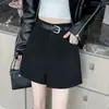 Shorts de Lã Cinza Feminino Roupa de Inverno Petite Cintura Alta Perna Larga Novo Estilo Emagrecedor Camada Base Calças para Botas