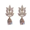 Pendientes colgantes de espiga de trigo con circonita de aguja plateada, pendientes de moda estilo minimalista de lujo ligero, accesorios para orejas de lujo ligero versátiles y exquisitos