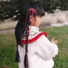Diadema con Trenza Retorcida y Lazo para Peluca Sintética Hecha a Mano para Niños, Doble Cola de Caballo Trenzada, Clip de Seda de Alta Temperatura