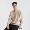 Suéter de punto POLO de 12 puntos Yizhi para hombre, suéter de manga larga para otoño e invierno 2026 con cuello camisero, top de punto casual holgado
