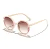 Óculos de Sol Redondos com Glitter Infantil Óculos de Sol com Proteção UV para Bebê Óculos de Sol Moda Street Style para Meninas Venda por Atacado