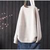 Suéter Estilo Lazy Cuello Redondo Color Sólido Línea Sencillo Artístico Holgado Camisa Tejida Jersey Suéter Grueso para Mujer Camisa Base
