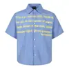 Camisa de Manga Corta a Cuadros con Estampado de Letras Hip-Hop de Tendencia Nacional para Hombre, Marca de Moda, Estilo Callejero Genial, Camisa Holgada de Media Manga para Verano