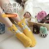 Meias de Veludo Coral Novas de Outono e Inverno para Mulheres, Cachecol de Desenho Animado, Meias de Chão de Urso, Meias de Dormir para Casa, Meias Grossas Quentes Femininas