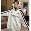 Sudadera con capucha bordada con letras para hombre, Tendencia nacional Hiphop Estilo americano de alta calle, Chaqueta holgada para pareja