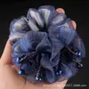 Elástico de Cabelo Floral Estilo Coreano Scrunchie Elegante Meio de Rede Flor de Cabelo para Meia-Idade Faixa de Cabelo Acessório de Cabelo de Alta Qualidade para Penteados Updo para Mulheres