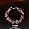 Pulseira Redonda de Malha com Contas e Fecho de Cordão para Mulheres Levemente Luxuosa de Alta Qualidade na Moda Anel de Mão Design de Nicho Joia de Mão