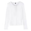 Nova Camiseta Henley de Manga Longa para Outono 2026 para Mulheres com Botões, Top de Malha de Alta Elasticidade Slim Fit